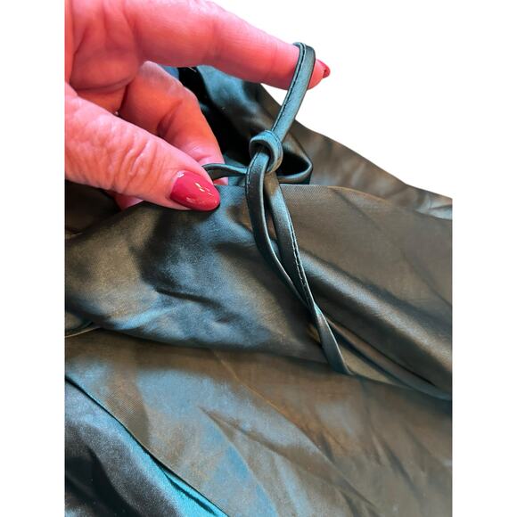 Lulus Fondly Loved Dark Green Satin Wrap Maxi Dress - Size S - Picture 16 of 16